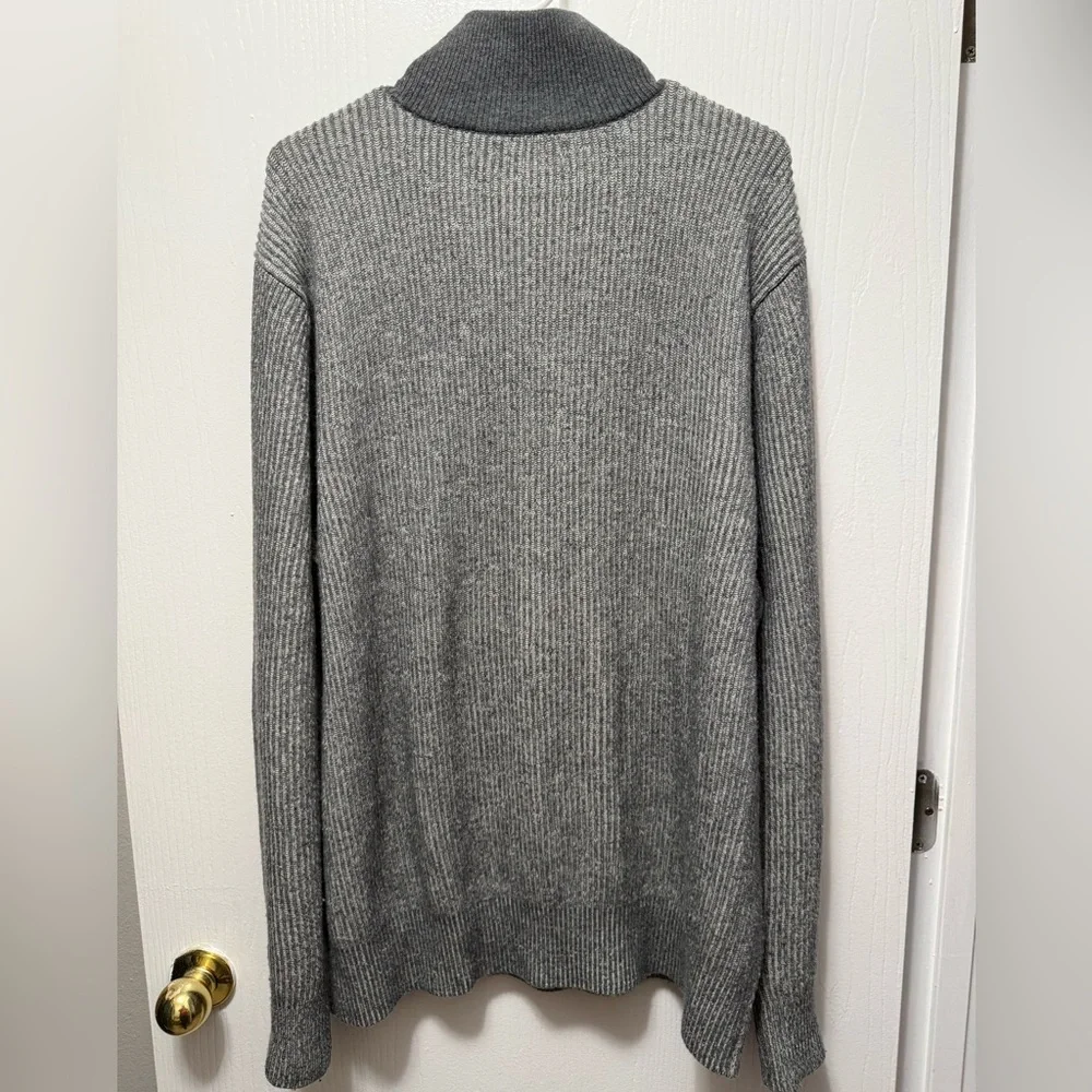 Banana Republic Merino Wool Blend Men's Gray 1/4 Zip Ribbed Sweater Size XL